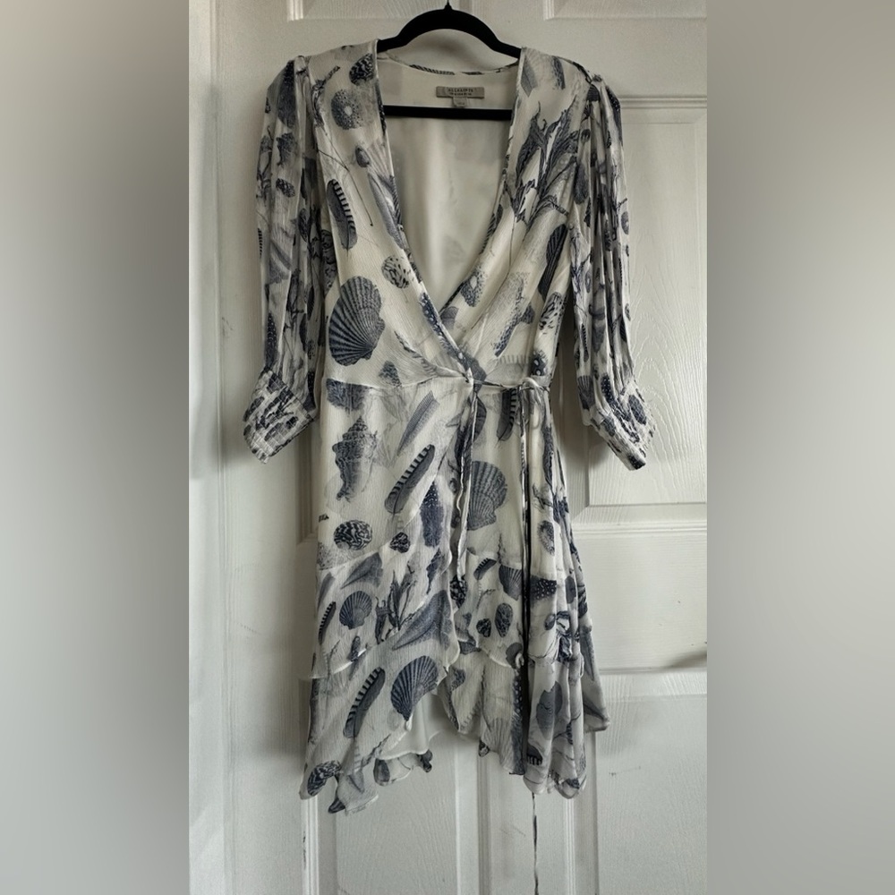 All Saints Dress in White and Blue